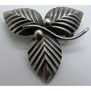 N.E FROM Sterling Silver Flower Brooch Modernist Pin Scandinavian Denmark MCM